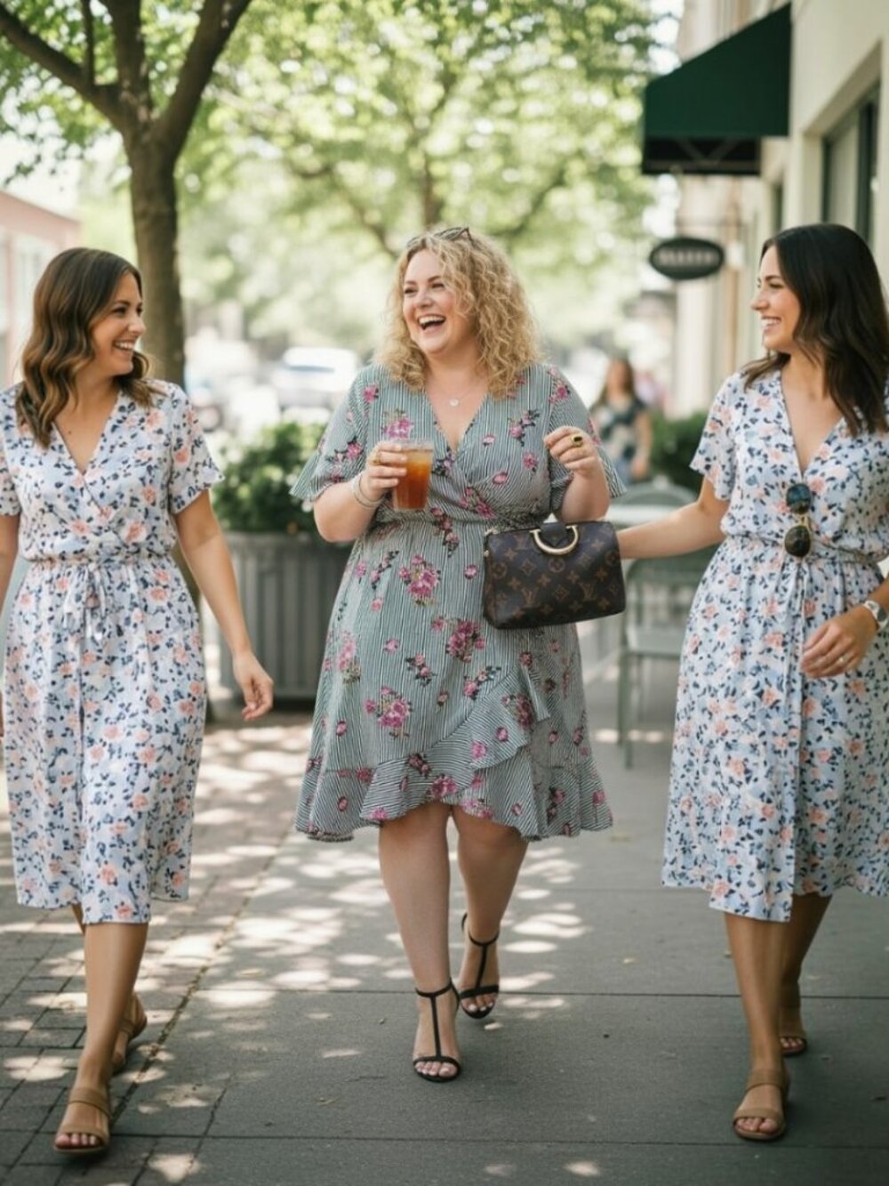 Torrid Black & White Striped Midi Dress with Pink Floral Accents Size 4X